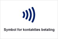 Symbol for kontaktløs betaling - med tekst